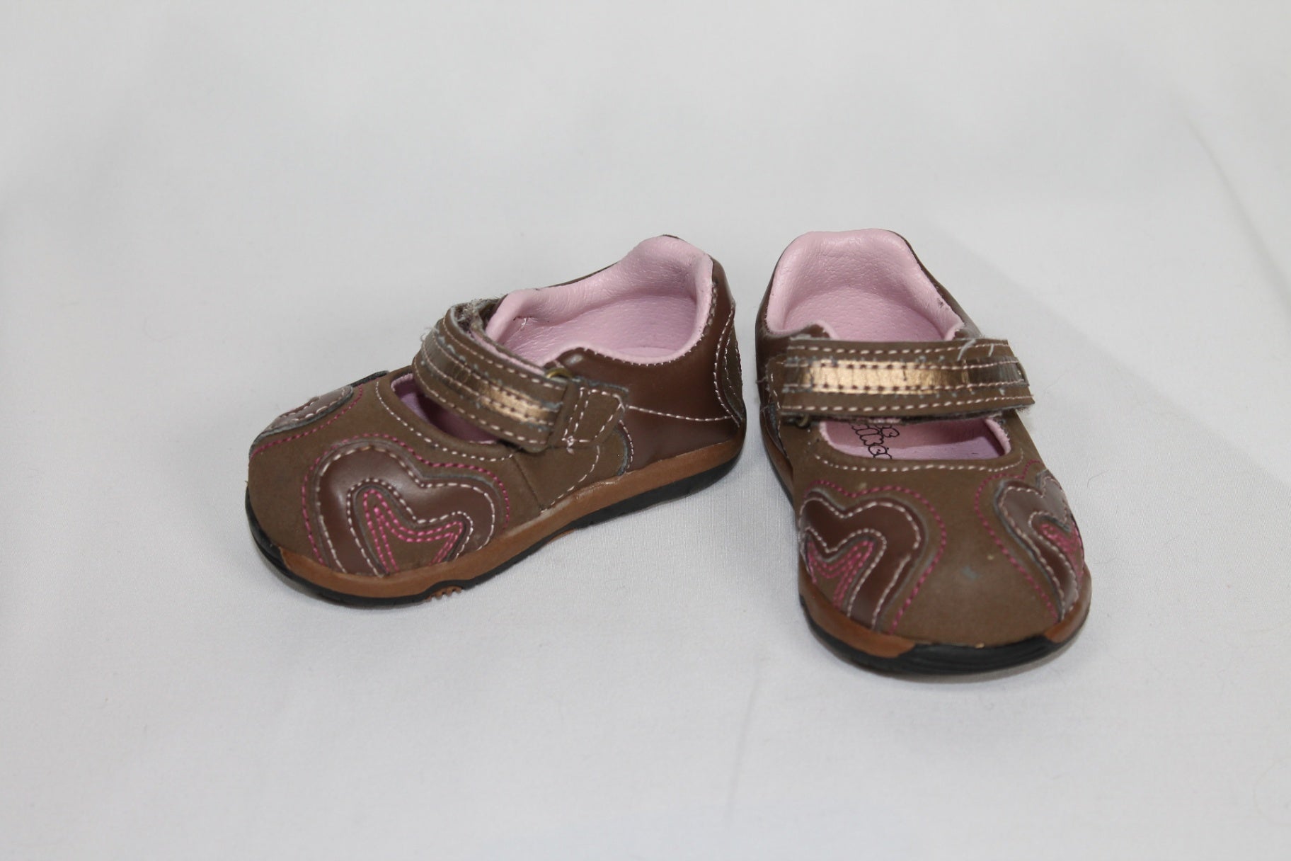 2T - Shoes Wee Walkers Baby Shoes - Brown w/Hearts