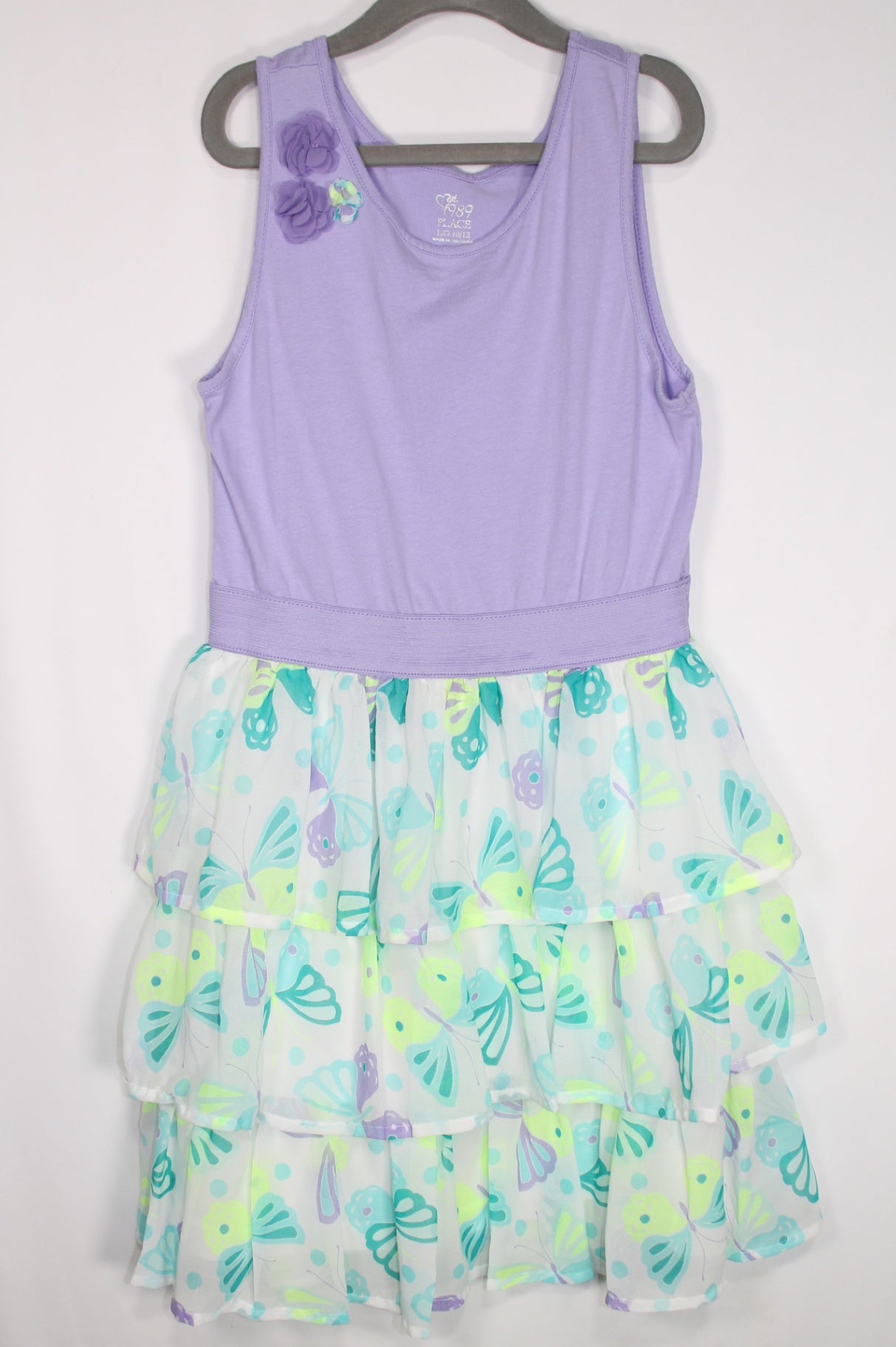 10/12Y The Children's Place Dress - Purple w/Butterflies