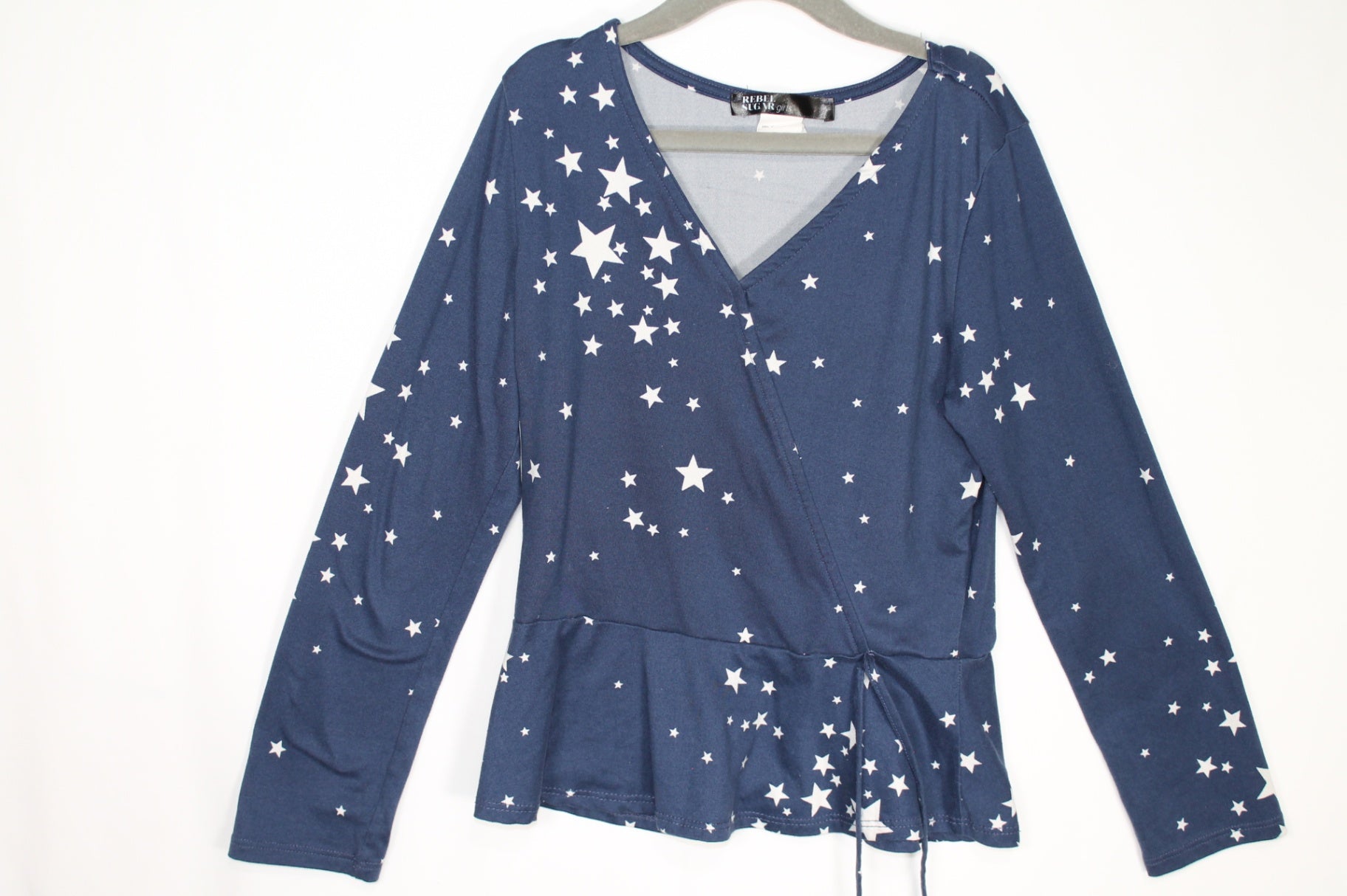 10 Rebel Sugar Girls Long Sleeve Shirt - Navy w/Stars