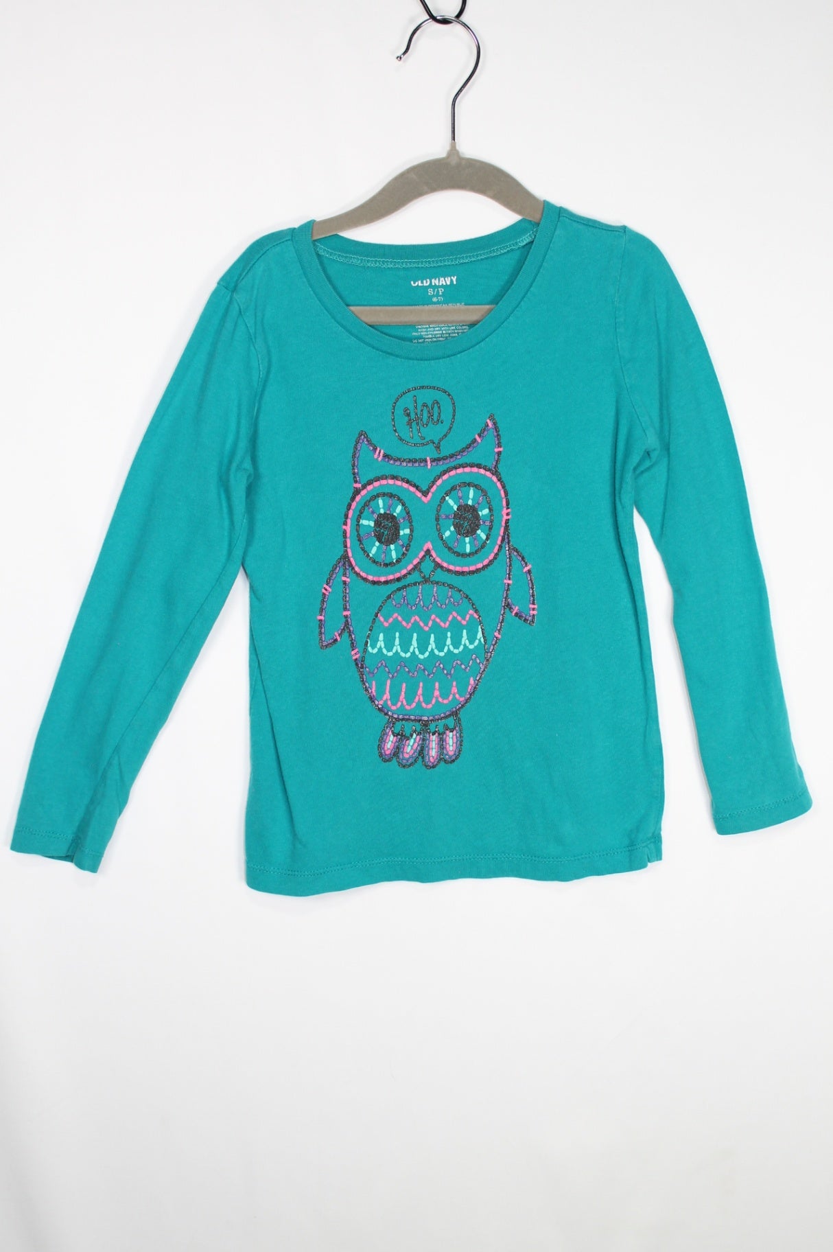 6/7Y Old Navy Long Sleeve Shirt - Teal w/Owl