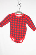 6-9m Rabbit + Bear Bodysuit - Red and Grey