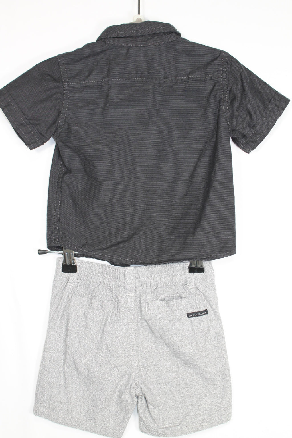6-12m Calvin Klein 2-Piece: Shirt and Shorts - Grey and Black