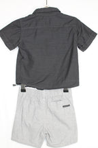 6-12m Calvin Klein 2-Piece: Shirt and Shorts - Grey and Black