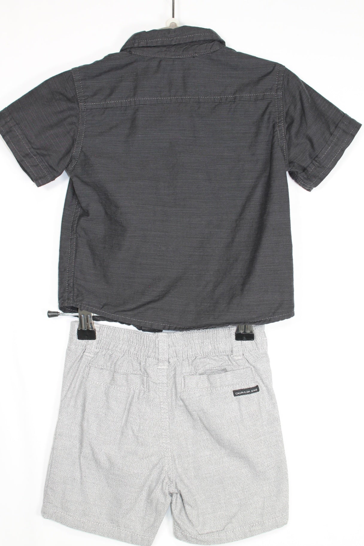 6-12m Calvin Klein 2-Piece: Shirt and Shorts - Grey and Black