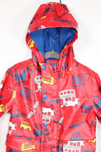 3T Joe Fresh Rain Coat - Red w/Vehicles