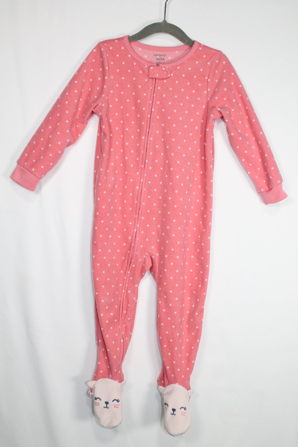 2T Carter's Sleeper - Pink w/Polka Dots