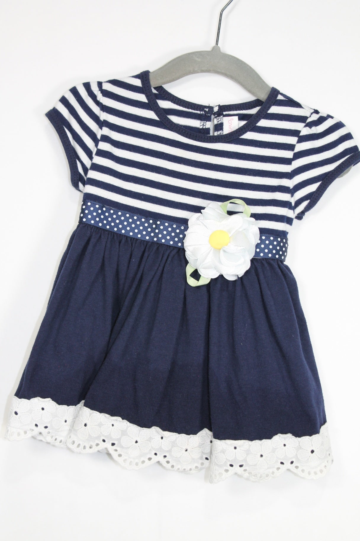 12-18m YoungLand Dress - Navy and White