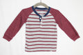 6-12m Carter's Long Sleeve Shirt - Burgundy w/Stripes