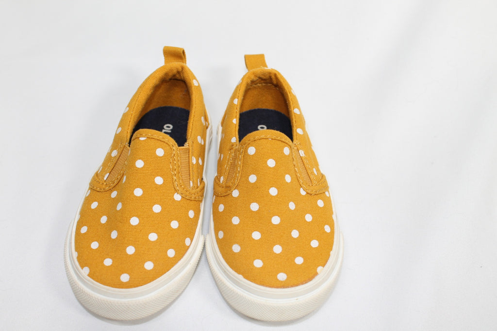 5T - Shoes Old Navy Slip-ons - Yellow w/Polka Dots