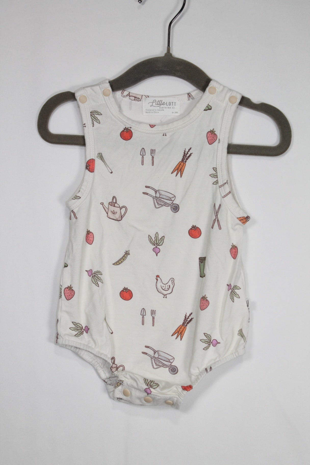 0-3m Little Lott Bodysuit - White w/Veggies