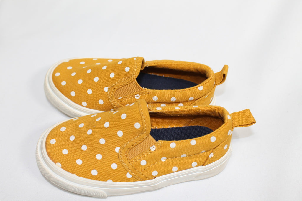 5T - Shoes Old Navy Slip-ons - Yellow w/Polka Dots