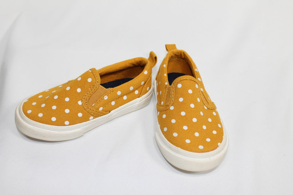 5T - Shoes Old Navy Slip-ons - Yellow w/Polka Dots