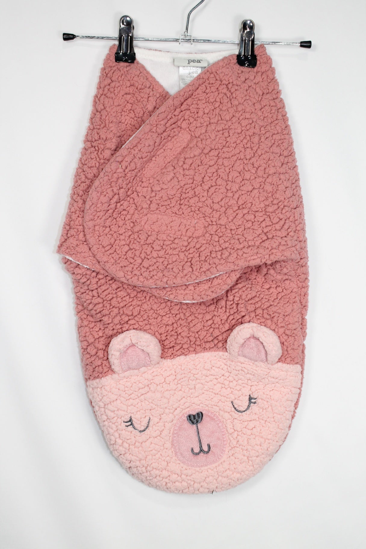 0-3m Chick Pea Swaddle Sack - Pink Bear
