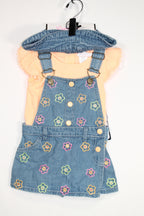 6-12m Little Lass 3-Piece: Skirtall, Shirt, Hat - Blue and Orange