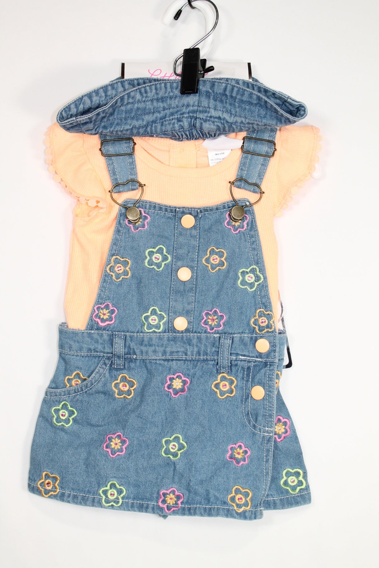 6-12m Little Lass 3-Piece: Skirtall, Shirt, Hat - Blue and Orange
