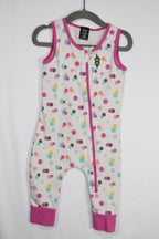 12-18m Peekaboo Beans Romper - White w/Polka Dots
