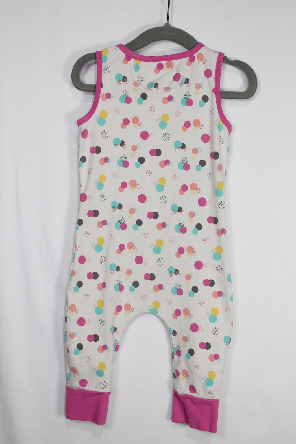 12-18m Peekaboo Beans Romper - White w/Polka Dots