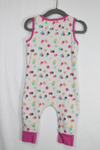 12-18m Peekaboo Beans Romper - White w/Polka Dots