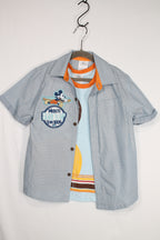 5/6Y Disney 2-Piece: Button-Up and Tank Shirt - Blue