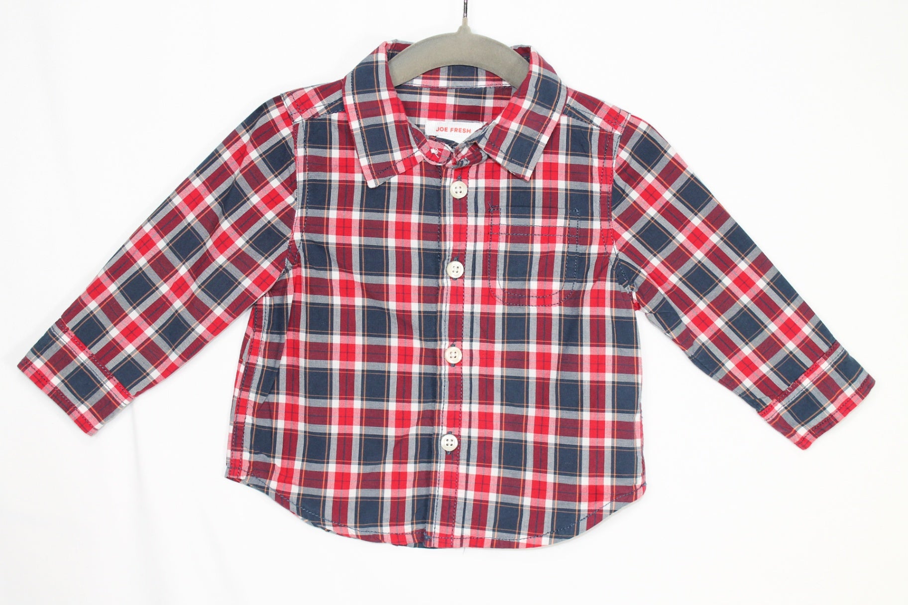 6-12m Joe Fresh Button-Up Shirt - Red and Navy Plaid