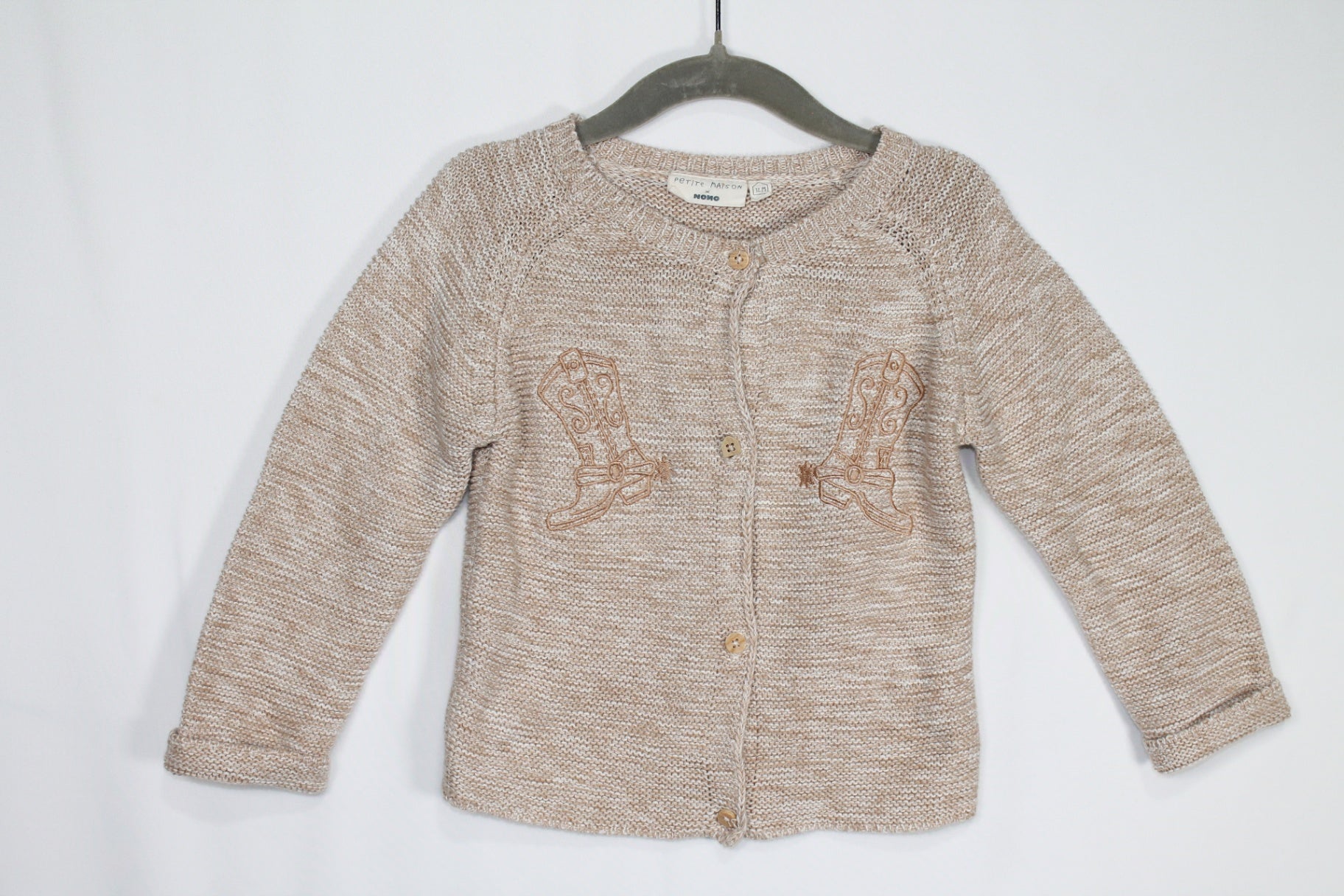 6-12m Petite Maison Cardigan - Tan