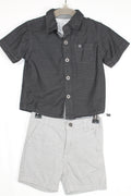 6-12m Calvin Klein 2-Piece: Shirt and Shorts - Grey and Black
