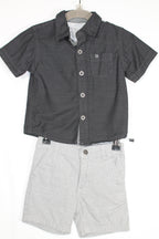 6-12m Calvin Klein 2-Piece: Shirt and Shorts - Grey and Black