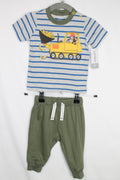 0-3m Carter's 2-Piece: Shirt and Pants - Green, Grey and Blue