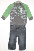 6-9m Calvin Klein 2-Piece: Shirt and Pants - Blue, Green and Grey
