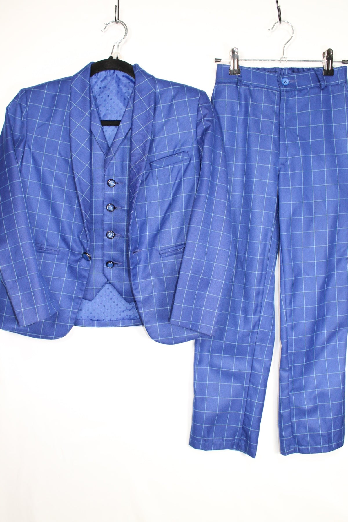 8 3PC Suit - Blue Plaid