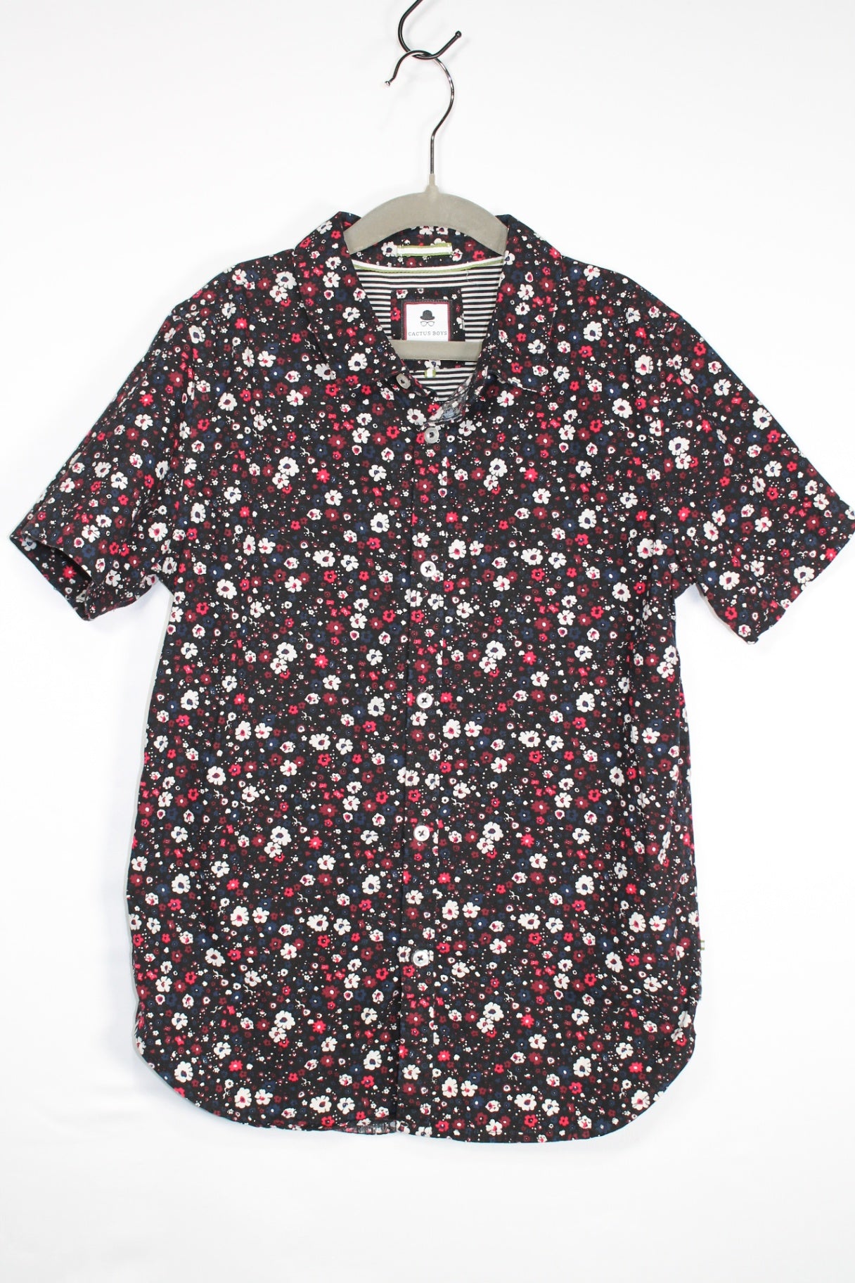 9/10Y Cactus Boys Shirt - Black Floral