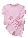 6-12m Little Lott 2-Piece: French Terry Short and Crewneck Set - Pink - Pink