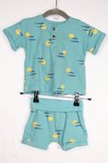 9-12m Carter's 2PC Shirt and Shorts - Blue-ish Green
