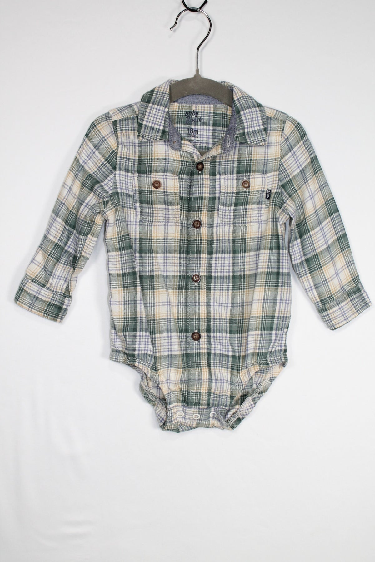 12-18m OshKosh B'gosh Bodysuit - Green Plaid