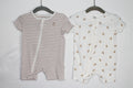 3-6m Fred & Flo 2PC Rompers - White and Beige