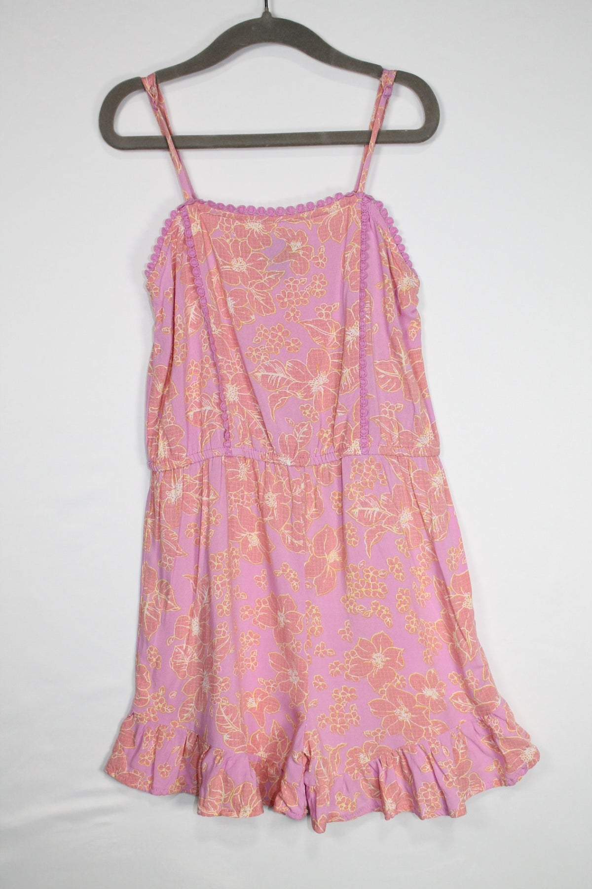7/8Y Art Class Romper - Pink Floral