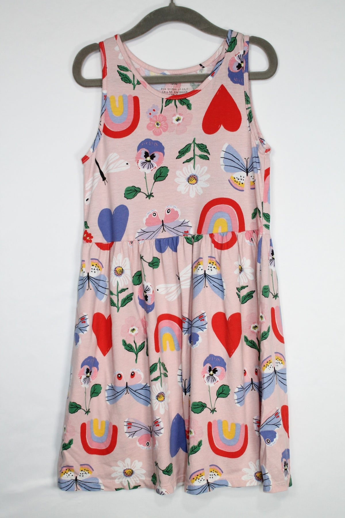 6/8Y H&M Dress - Pink w/Flower and Hearts