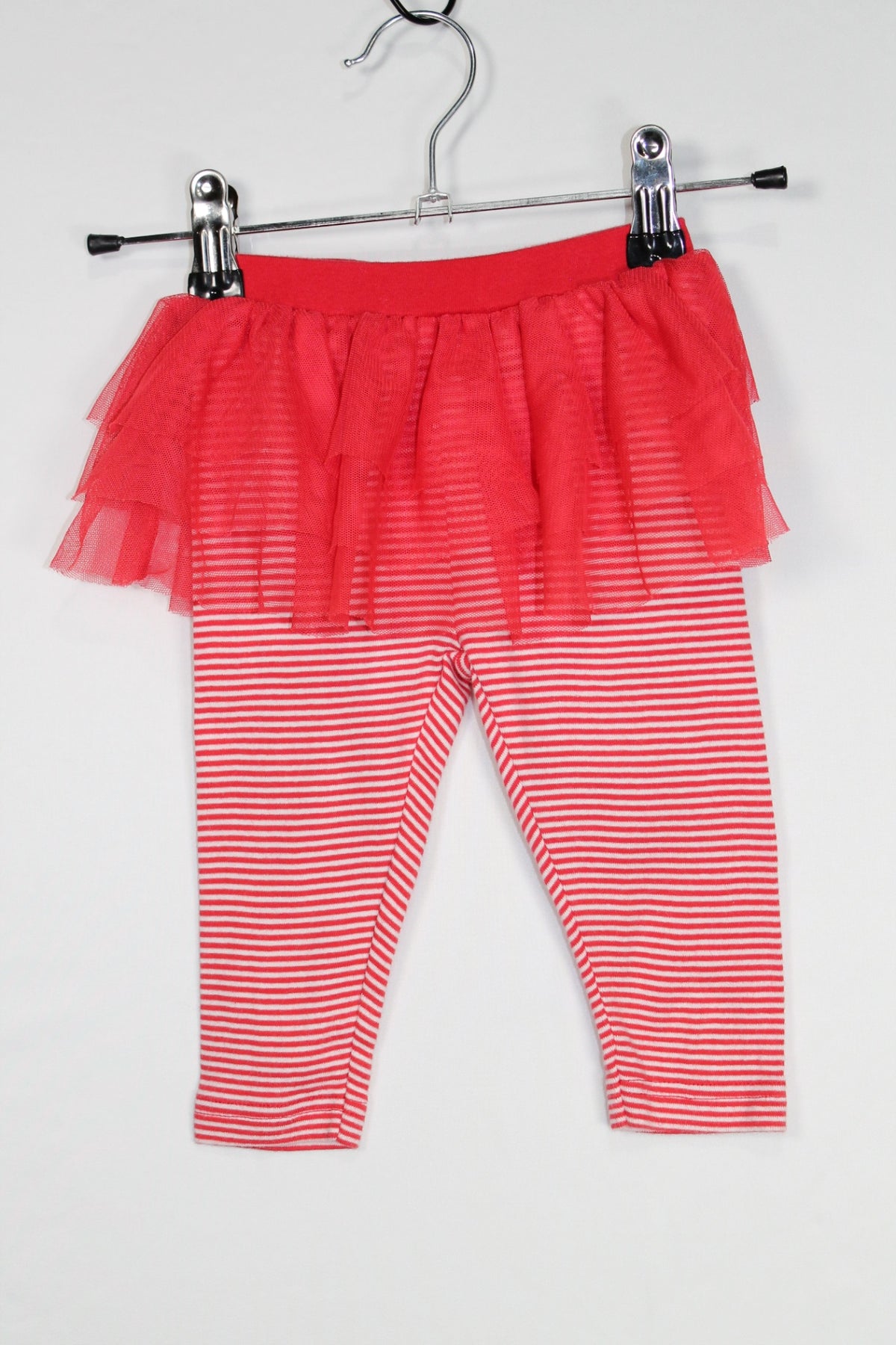 3-6m Child of Mine Leggings - Red and White Stripes