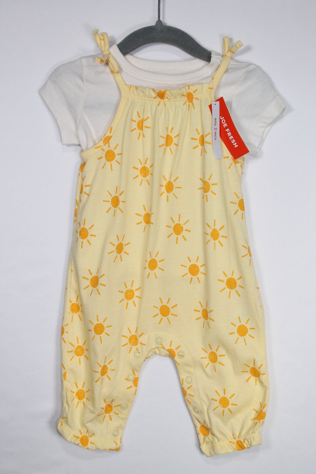 NEW 3-6m Joe Fresh 2PC Shirt and Jumpsuit - Yellow and White
