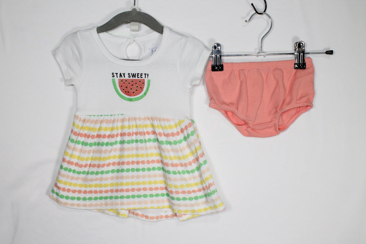 3-6m Koala Baby Dress - White and Peach