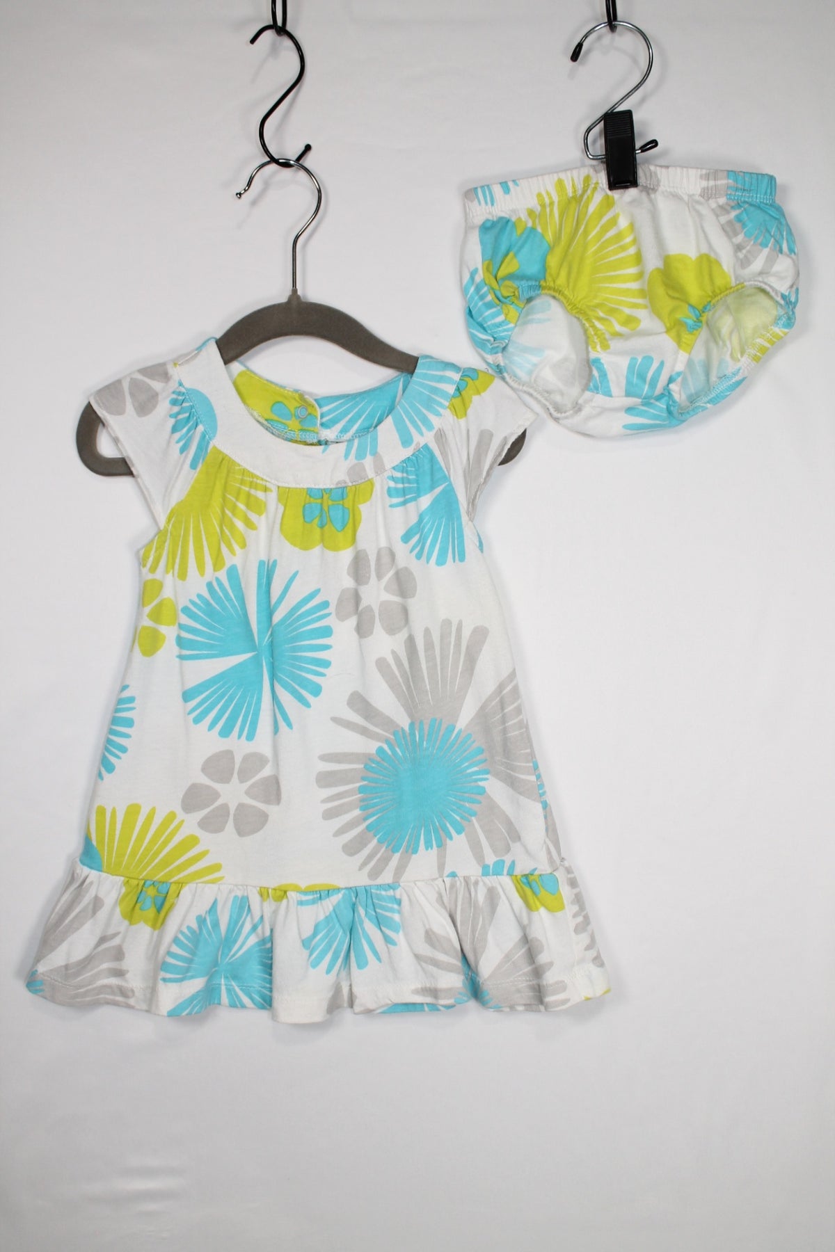 12-18m Carter's 2PC Dress w/Diaper Cover - White and Blue