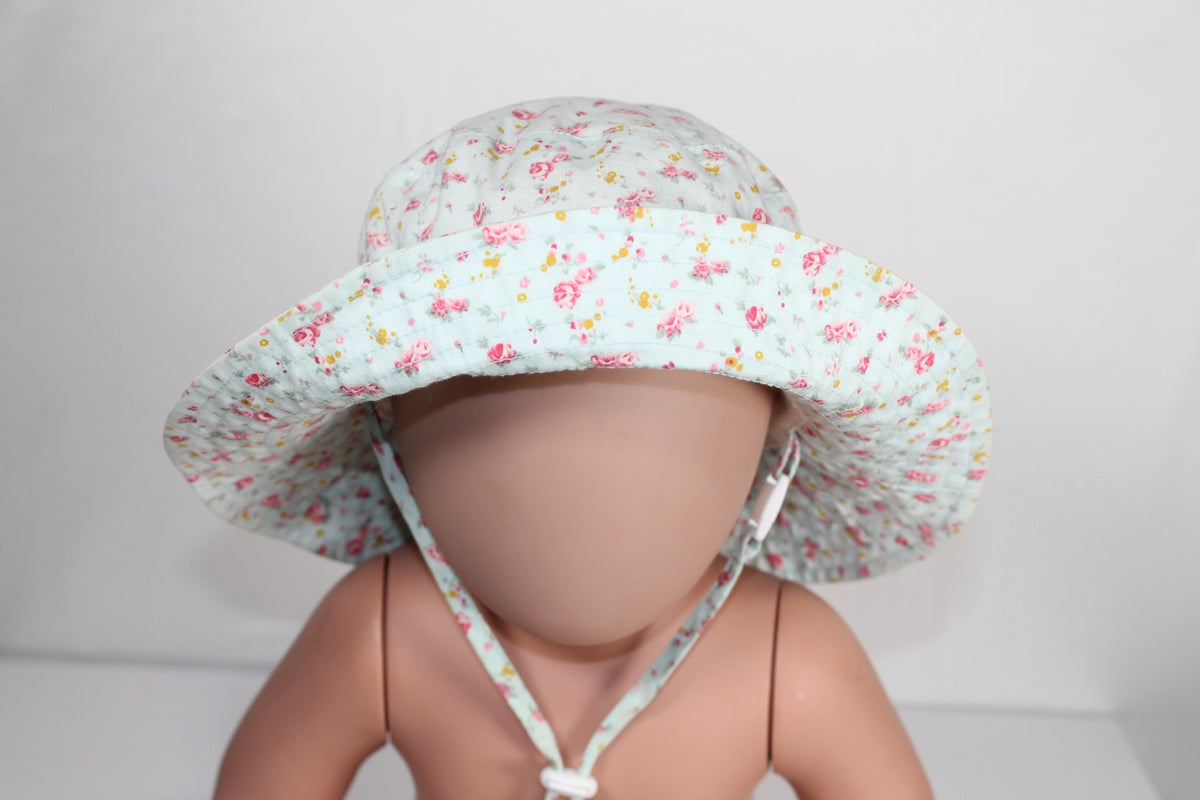 6-24m Toddler Jan and Jul Sun Hat - Light Blue Floral