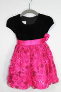 12-18m Cinderella Couture Dress - Black Velvet and Fuschia