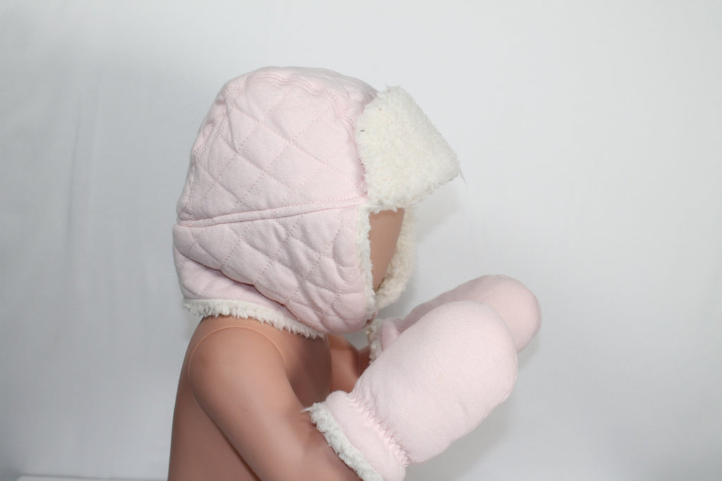 12-24m Joe Fresh 3PC Toque and Mittens - Light Pink