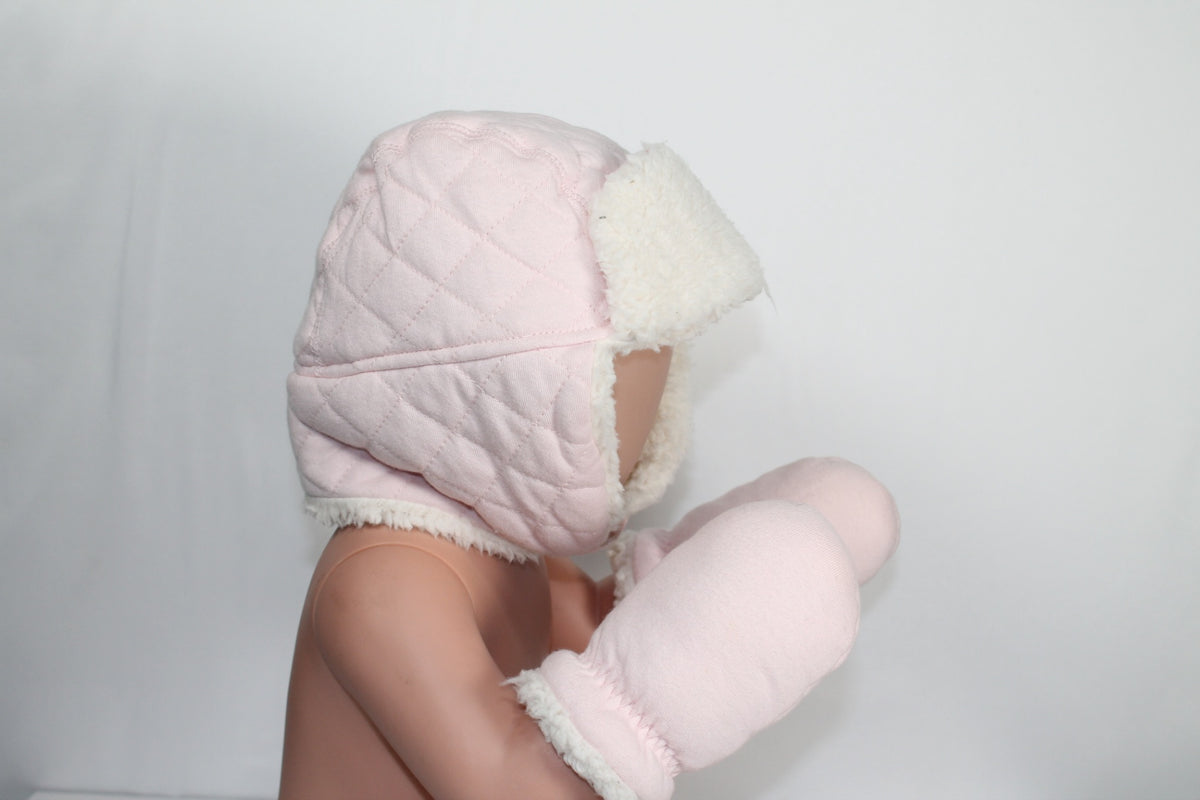 12-24m Joe Fresh 3PC Toque and Mittens - Light Pink