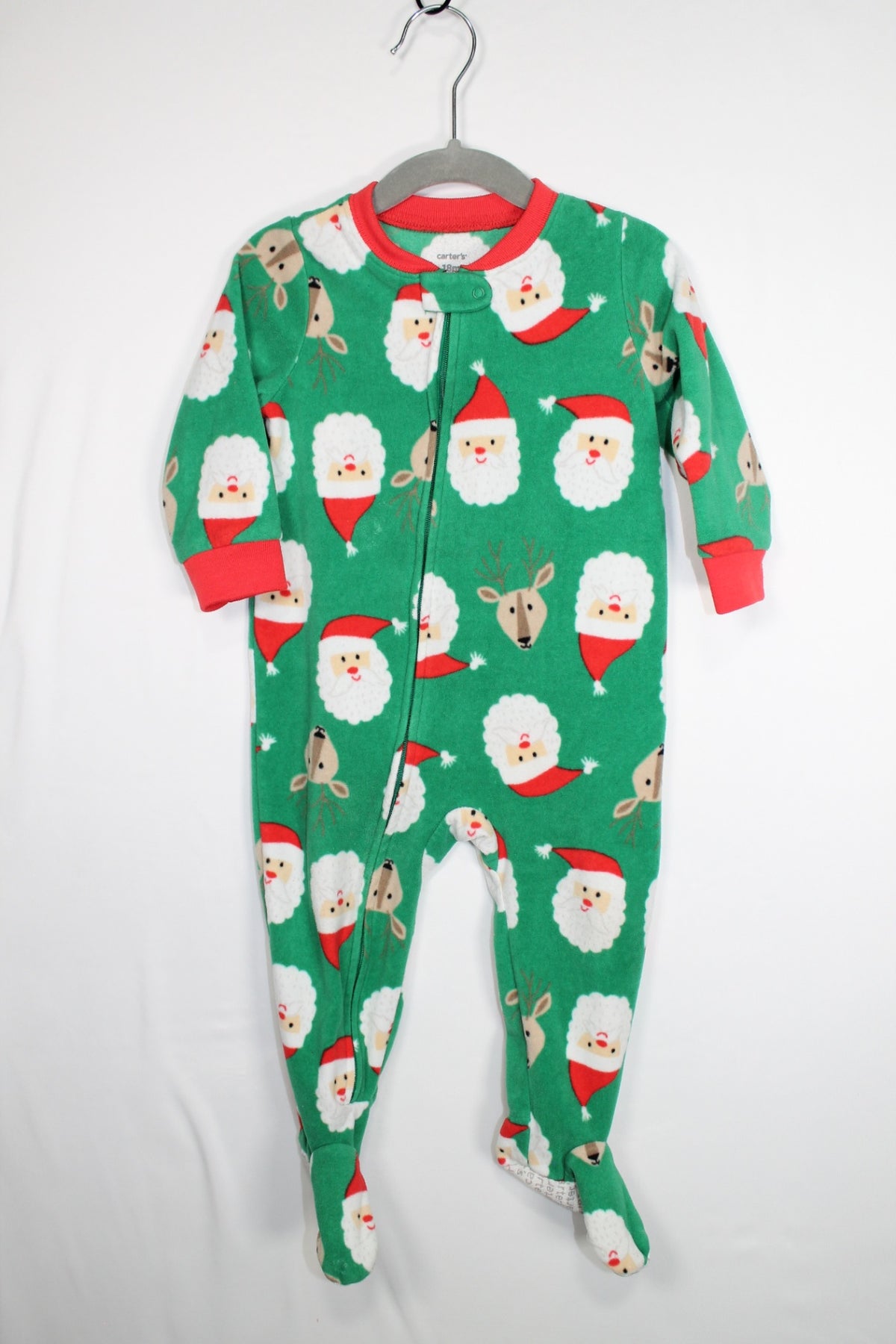 12-18m Carter's Sleeper - Green w/Santas