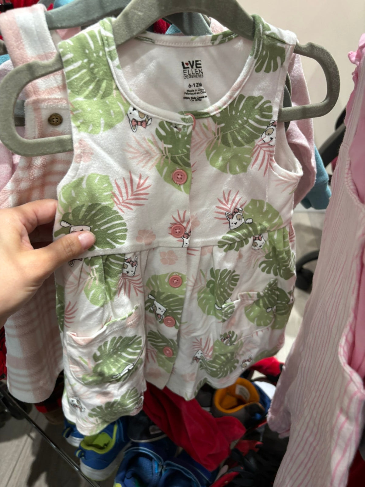 6-12m Ellen Degeneres Dress - Leaves w/Puppies