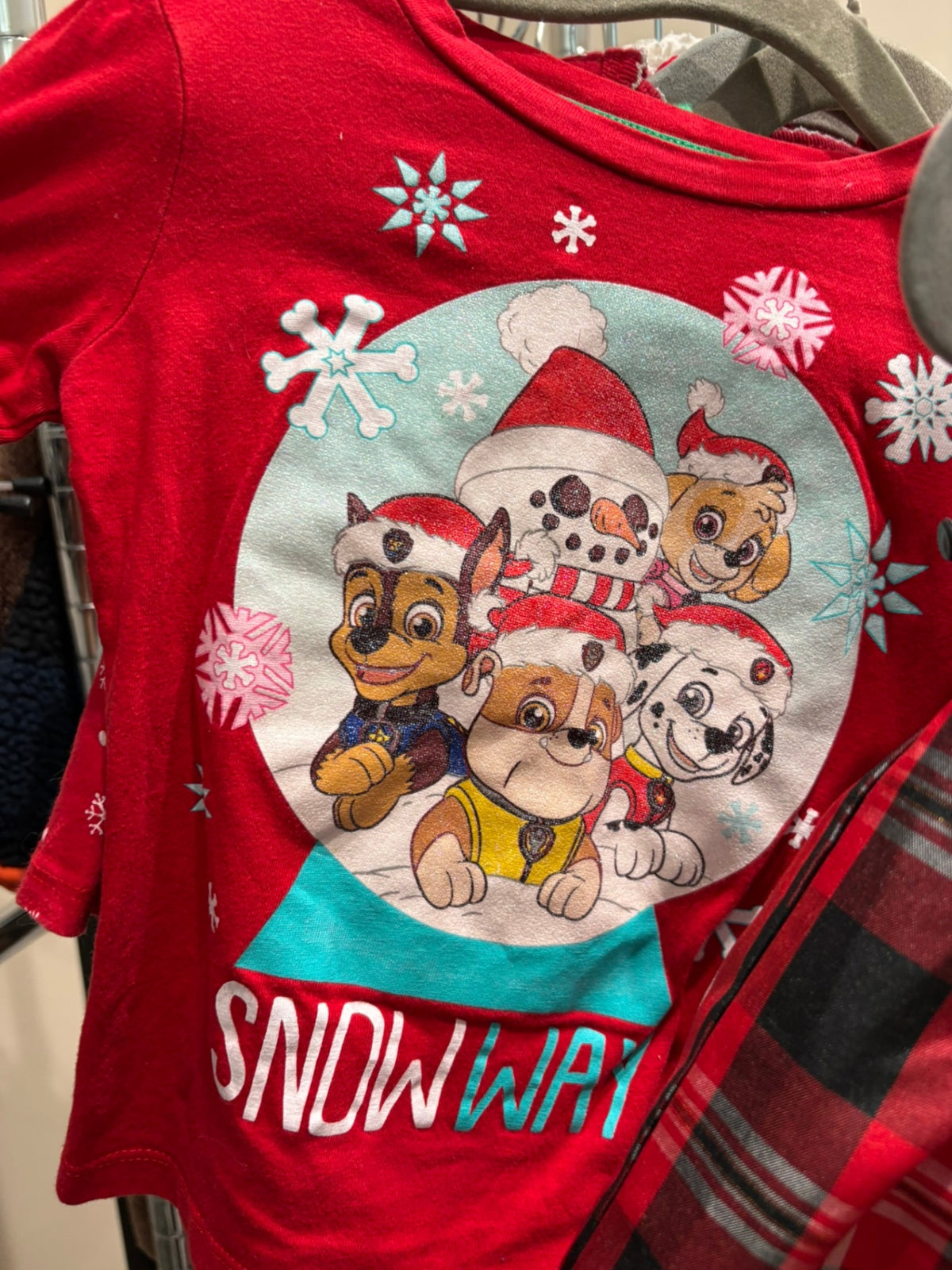 2T Paw Patrol Long Sleeve Shirt - Red w/Snowglobe