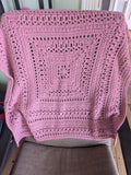 Sleepy Bear Fibres Baby Blanket - Pink Square Mandala