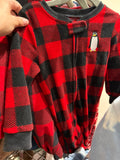 12-18m Carter's Fleece Sleeper - Buffalo Plaid w/Penguin